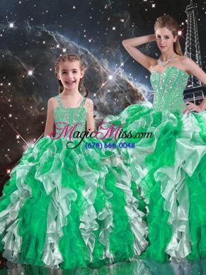 Smart Multi-color Sleeveless Beading and Ruffles Floor Length Sweet 16 Dresses