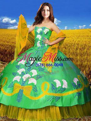 Amazing Multi-color Sweetheart Neckline Embroidery Sweet 16 Dresses Sleeveless Lace Up
