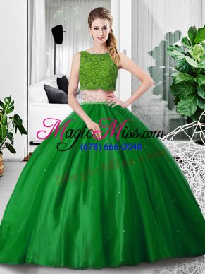 Fabulous Green Sleeveless Tulle Zipper Vestidos de Quinceanera for Military Ball and Sweet 16 and Quinceanera