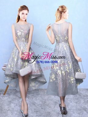 Artistic Scoop Sleeveless Printed Bridesmaid Dresses Pattern Zipper