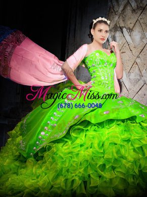 With Train Ball Gowns Sleeveless Quinceanera Gowns Brush Train Lace Up