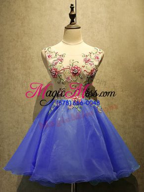 Fantastic Appliques Prom Evening Gown Lavender Lace Up Sleeveless Mini Length