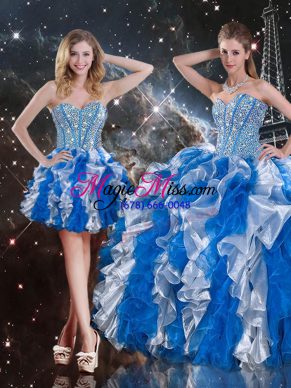 Vintage Floor Length Lace Up Quinceanera Dresses Multi-color for Military Ball and Sweet 16 and Quinceanera with Beading and Ruffles