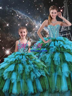 Stylish Floor Length Multi-color Quinceanera Dress Sweetheart Sleeveless Lace Up