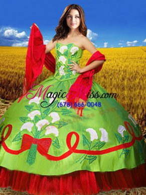 Custom Made Floor Length Lace Up 15 Quinceanera Dress Multi-color for Military Ball and Sweet 16 and Quinceanera with Embroidery