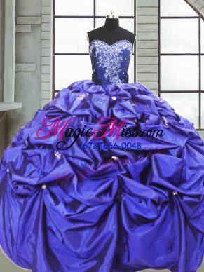 Exceptional Purple Lace Up Sweet 16 Dresses Beading and Pick Ups Sleeveless Floor Length