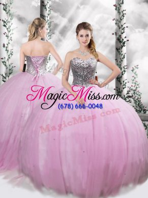 Pretty Lilac Sweetheart Neckline Beading 15 Quinceanera Dress Sleeveless Lace Up