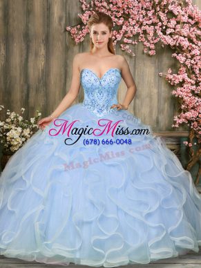 Sweetheart Sleeveless Lace Up Sweet 16 Quinceanera Dress Light Blue Tulle