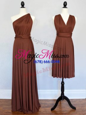 Dazzling Sleeveless Ruching Lace Up Bridesmaid Gown