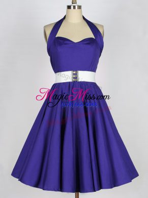 Exceptional Purple Sleeveless Taffeta Lace Up Quinceanera Court of Honor Dress for Prom and Party and Wedding Party