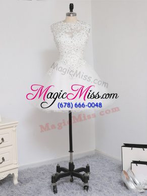 Custom Design Sleeveless Beading and Lace and Appliques Zipper Prom Dress