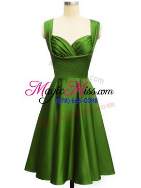 Sexy Green Wedding Guest Dresses Prom and Party and Wedding Party with Ruching Straps Sleeveless Lace Up