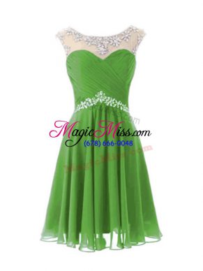 Cap Sleeves Chiffon Knee Length Zipper Homecoming Dress in with Beading