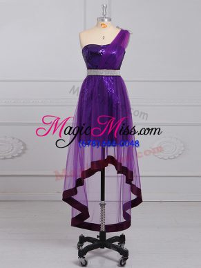Lovely Empire Sleeveless Purple Dress for Prom Zipper