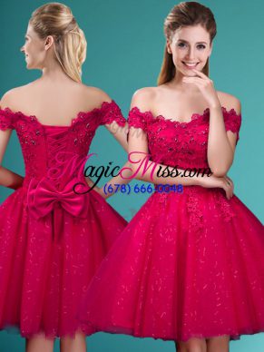 Cap Sleeves Lace and Belt Lace Up Quinceanera Court of Honor Dress