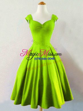 Straps Sleeveless Lace Up Dama Dress for Quinceanera Yellow Green Taffeta
