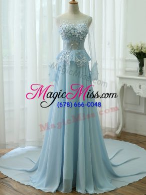 Eye-catching Long Sleeves Beading and Appliques Zipper Prom Dresses