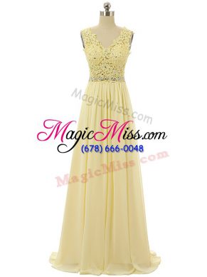 Hot Selling Sleeveless Zipper Floor Length Beading and Lace and Appliques