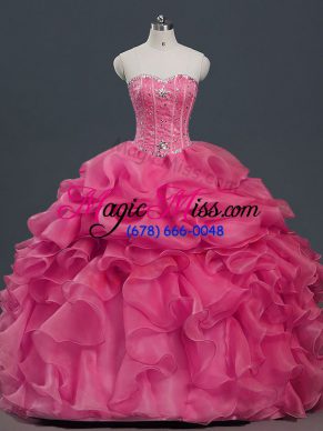 Beauteous Sleeveless Beading and Ruffles and Pick Ups Lace Up Quinceanera Gown
