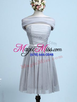 Chic Mini Length Empire Sleeveless Grey Bridesmaid Dresses Side Zipper
