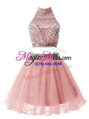 Organza Sleeveless Knee Length Court Dresses for Sweet 16 and Beading