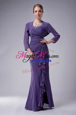 Charming Chiffon Sleeveless Floor Length Mother of Bride Dresses and Beading