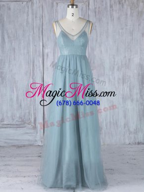 Unique Grey Sleeveless Tulle Zipper Wedding Guest Dresses for Prom and Party and Wedding Party