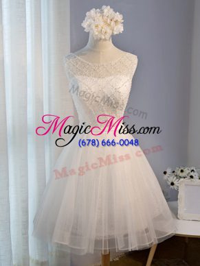 Romantic Scoop Sleeveless Tulle Cocktail Dresses Beading Lace Up