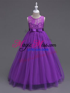 On Sale Purple Scoop Zipper Lace Toddler Flower Girl Dress Sleeveless