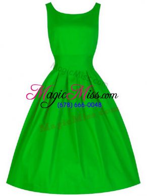 Dynamic Knee Length Green Court Dresses for Sweet 16 Scoop Sleeveless Lace Up