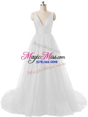 Comfortable White Sleeveless Ruching Backless Prom Evening Gown
