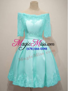 Edgy Half Sleeves Lace Lace Up Bridesmaid Gown