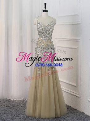 Suitable Sleeveless Backless Floor Length Sequins Prom Gown
