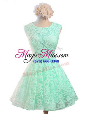Glamorous Knee Length A-line Sleeveless Apple Green Quinceanera Dama Dress Lace Up