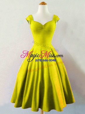 Ruching Wedding Party Dress Olive Green Lace Up Sleeveless Knee Length