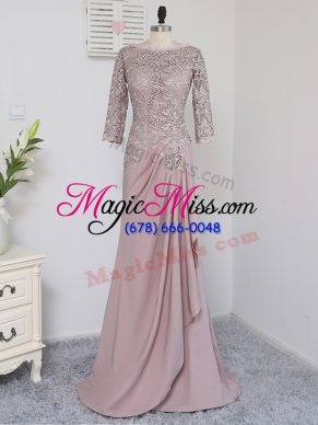 Half Sleeves Brush Train Zipper Beading and Lace and Appliques Mother Dresses