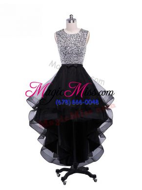 Black Sleeveless Tulle Zipper Prom Dresses for Prom and Party and Sweet 16