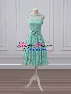 Apple Green Sleeveless Lace Lace Up Wedding Guest Dresses for Prom and Party and Wedding Party
