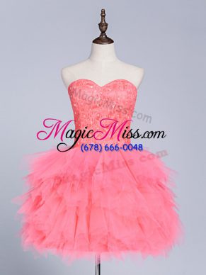 Free and Easy Sweetheart Sleeveless Tulle Homecoming Dress Lace and Appliques Lace Up