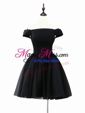 Wonderful Mini Length A-line Sleeveless Black Prom Dress Lace Up