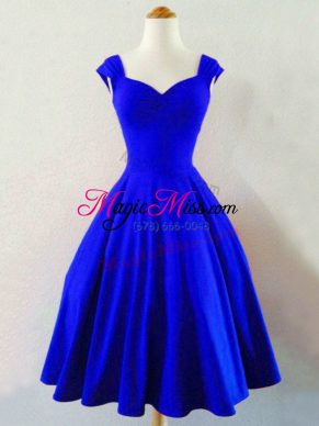 Royal Blue Sleeveless Taffeta Lace Up Wedding Guest Dresses for Prom and Party and Wedding Party