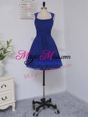 Best Selling Royal Blue Sleeveless Lace Mini Length Court Dresses for Sweet 16
