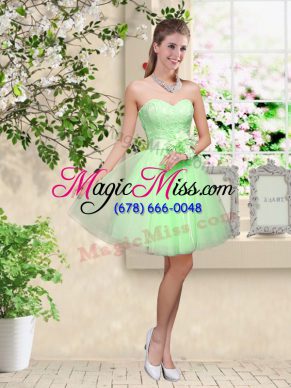 Tulle Sweetheart Sleeveless Lace Up Lace and Belt Wedding Guest Dresses in