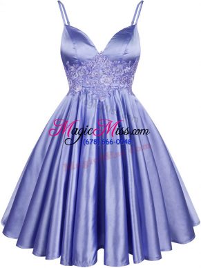 Knee Length Lace Up Dama Dress Light Blue for Prom and Party and Wedding Party with Lace