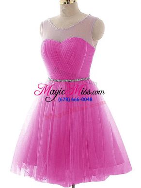 Sleeveless Beading and Ruching Lace Up Prom Gown