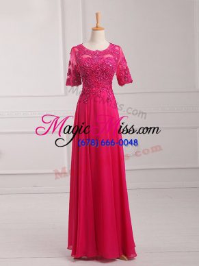 Excellent Half Sleeves Lace and Appliques Zipper Mother of Bride Dresses