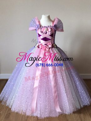 Custom Made Floor Length Side Zipper Little Girls Pageant Dress Multi-color for Wedding Party with Sequins and Bowknot