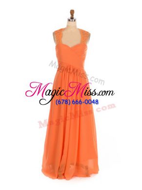 Custom Made Floor Length Empire Sleeveless Orange Red Dama Dress Lace Up