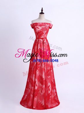 Top Selling Off The Shoulder Sleeveless Printed Quinceanera Court of Honor Dress Pattern Lace Up