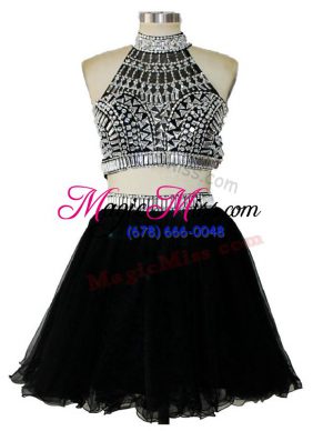 Glorious Tulle Sleeveless Mini Length Dress for Prom and Beading